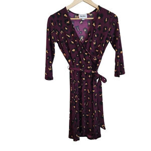 Leota Women's V-neck Faux Wrap Jersey Dress Size PXS Purple